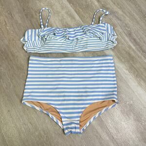 J. Crew Blue and White Striped Bikini